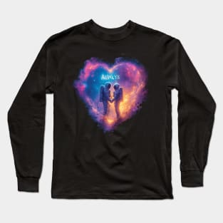 Valentines Day gift - Always - Eternal Love Astronauts Sci-Fi Valentine's Day Art Print Long Sleeve T-Shirt